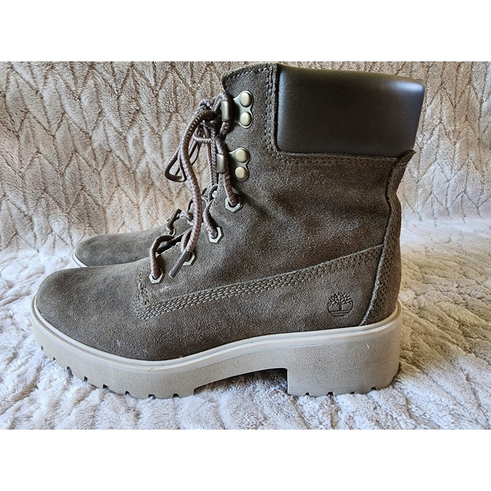 Timberland Carnaby Cool 6 Inch Suede Boots Womens 8 Olive Grey Combat
